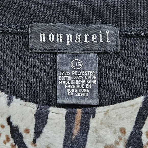 Nonpareil Top Womens L Leopard Animal Design 3/4 Sleeves Pullover Vintage 1980s - Picture 3 of 13